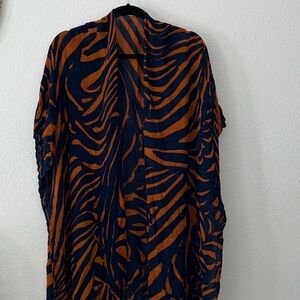 Boho Kimono Animal Print
Orange and Blue Beach Cover Up!
Hippy Topper Wrap
OS